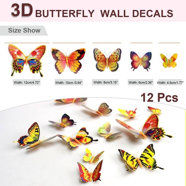 Shop 12pcs 3d Butterfly Wall Stickers Decal With Stickers For Diy