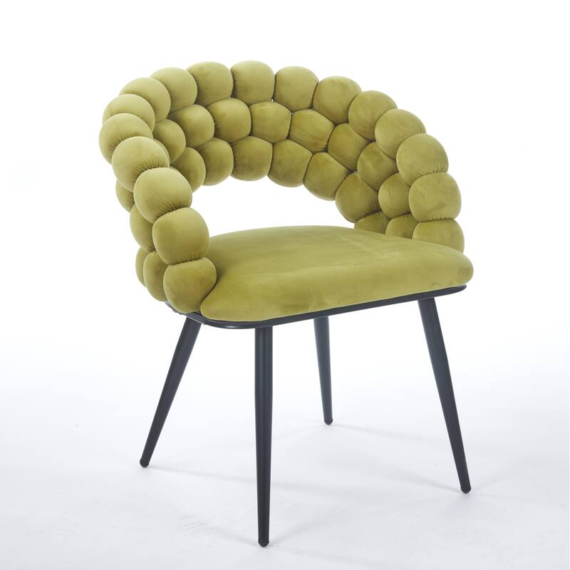 Fabric Modern Chairs (Set of 2) with Golden Iron Tube Legs, Soft Cushions, and Comfortable Backrest