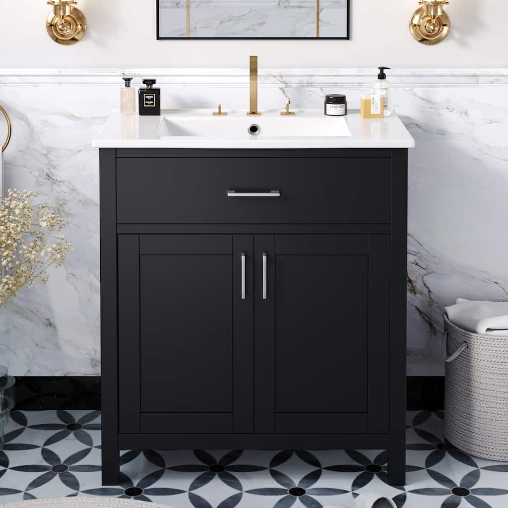 30-Inch Bathroom Vanity with Ceramic Sink and Ample Storage - The Perfect Choice for Small Bathrooms