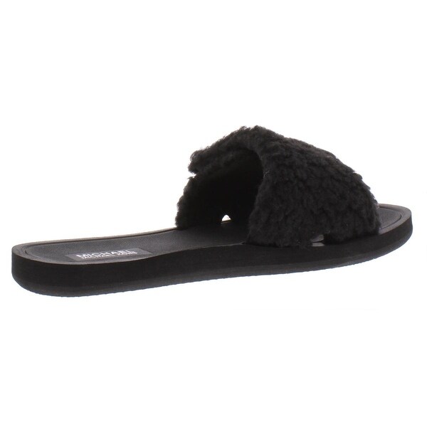 mk faux fur slides