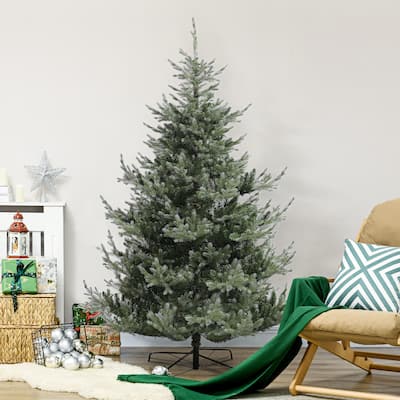 6 ft Green Wide Artificial Christmas Tree Indoor PE and PVC Branches Hinge Sectioned Design Flame Retardant