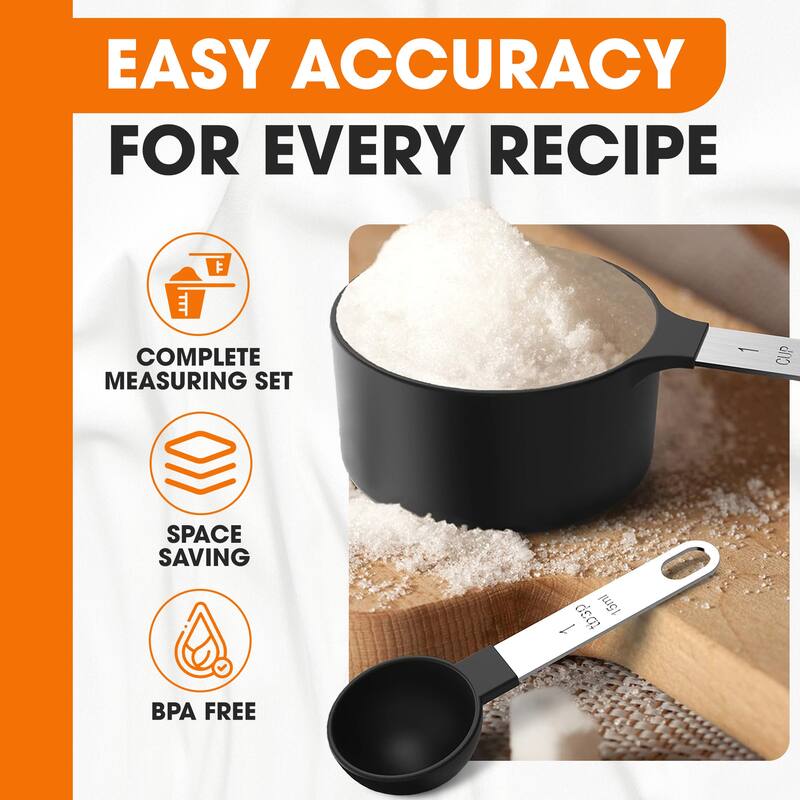 Cheer Collection Measuring Cups and Spoons Set for Precise Cooking and Baking 10 Piece Nesting Design