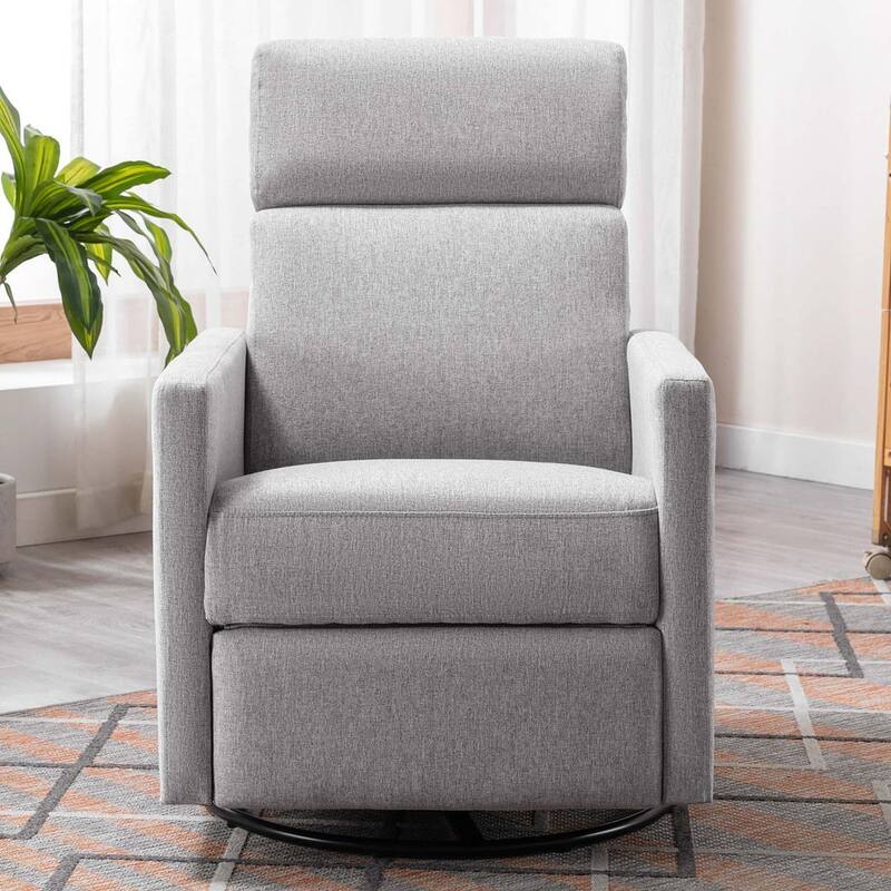 Modern 360° Swivel Sliding Linen Upholstered Recliner