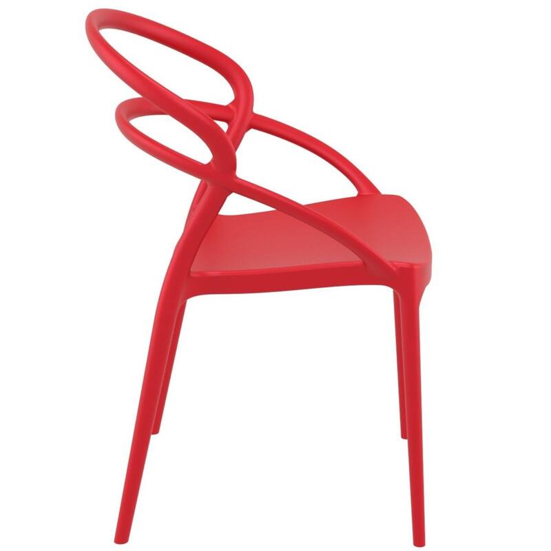 32.25" Red Outdoor Patio Round Dining Chair