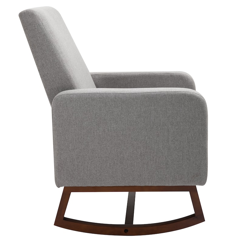 Grey Linen Eucalyptus Rocking Accent Chair with Cushioned Seat - 29.25''W x 34.75''D x 42.25''H