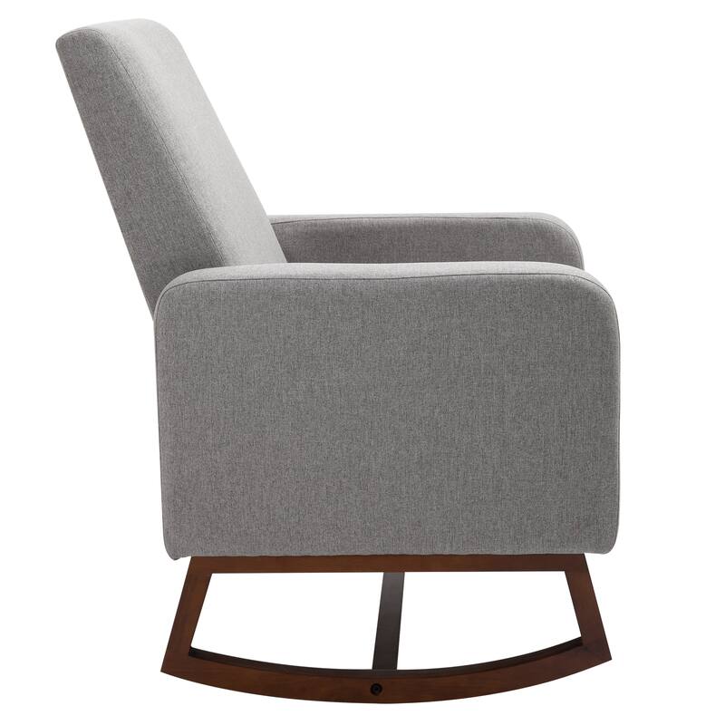 HOMCOM Fabric Rocking Chair with Curved Wood Base Padded Seat, 30.25'' W x 36.25'' D x 39.25'' H