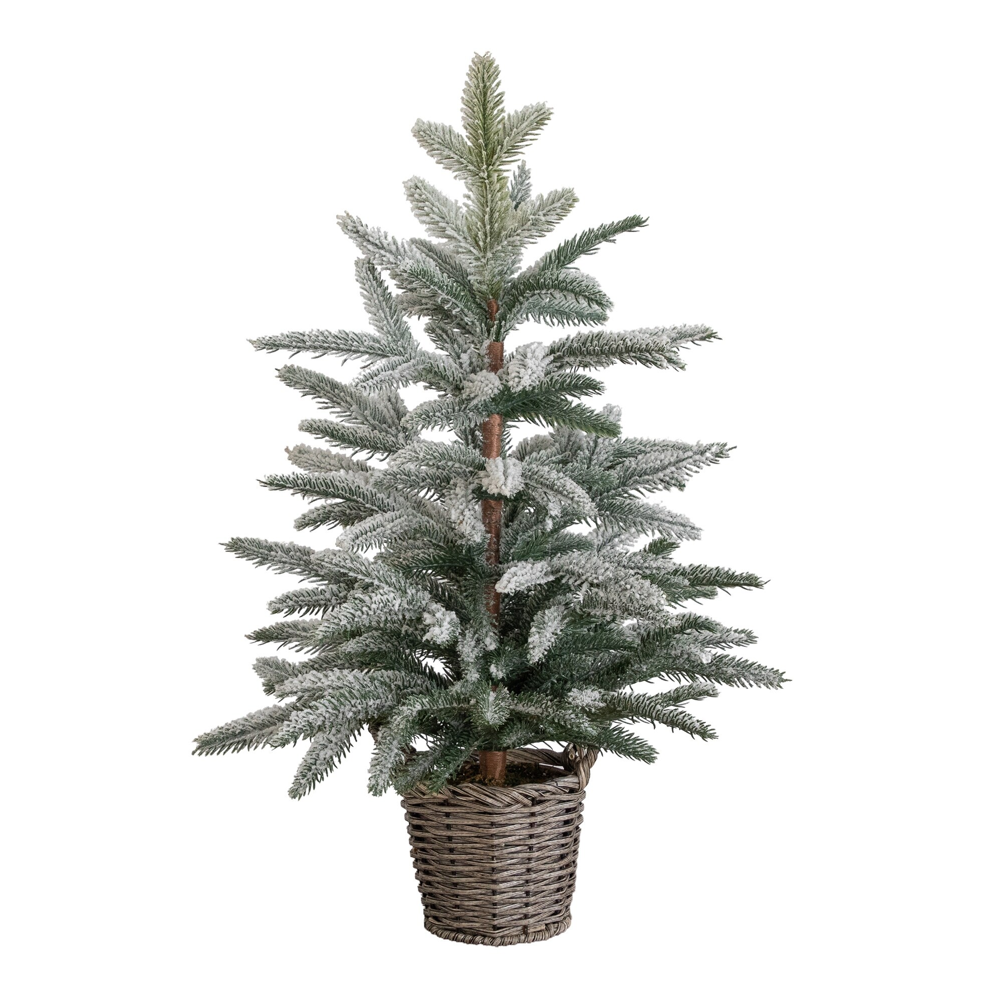 2-ft Artificial Frosted Christmas Tree in Decorative Basket