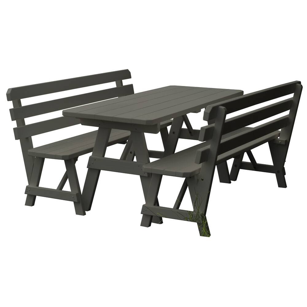 Pine 8' Picnic Table with 2 Backed Benches