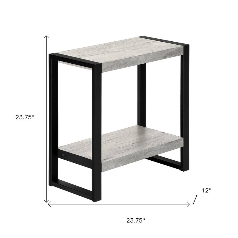 HomeRoots 24" Black And Gray End Table With Shelf - 23.75' X '23.75' X '12