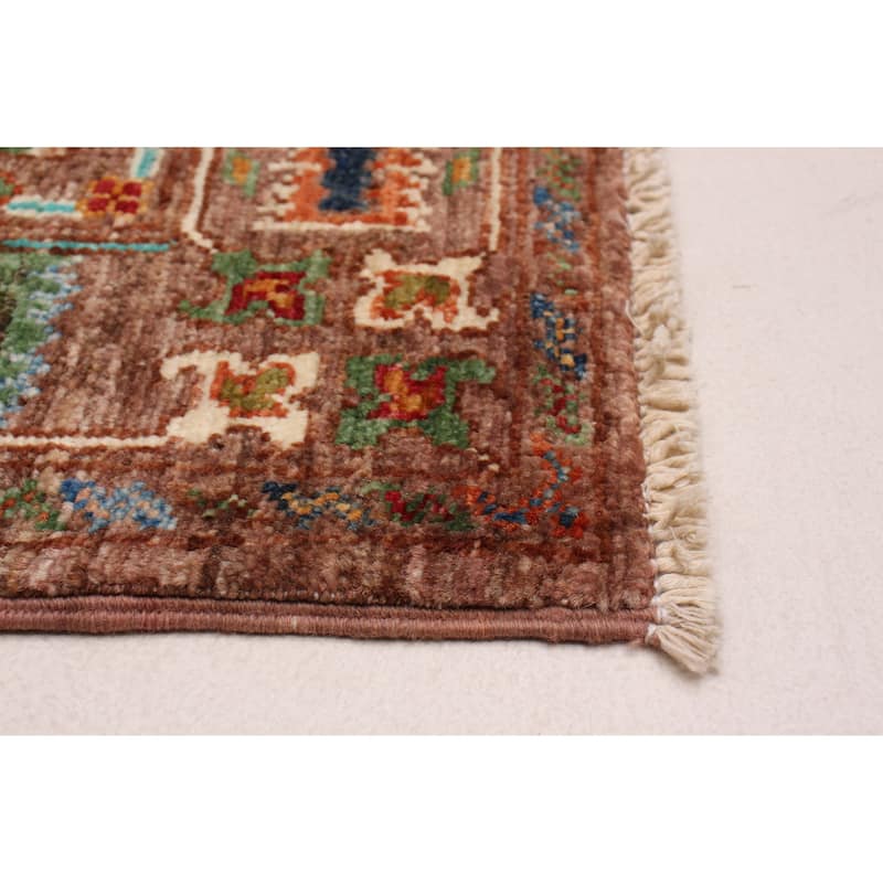 ECARPETGALLERY Hand-knotted Modern Ersari Brown Wool Rug - 2'8 x 6'5