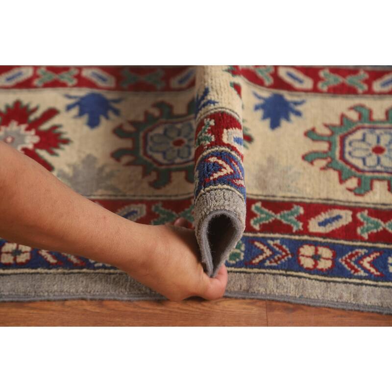 Large Geometric Kazak Oriental Area Rug Handmade Wool Carpet - 9'9" x 13'9"
