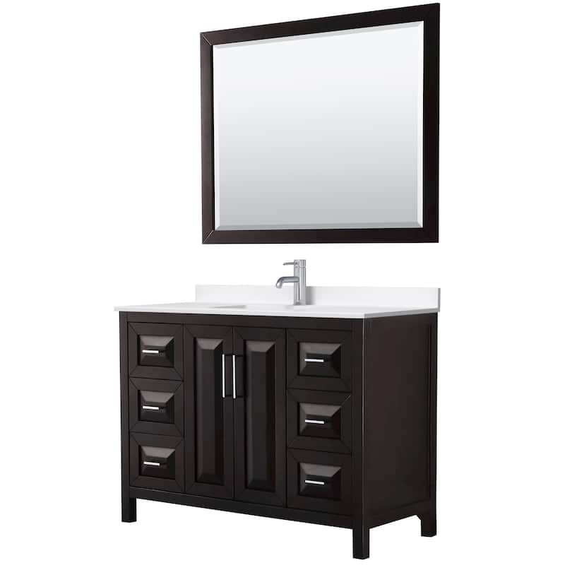 Wyndham Collection WCV252548S-QTZ-UNSM46 Daria 48" Free Standing - Dark Espresso / White Quartz Top / Polished Chrome