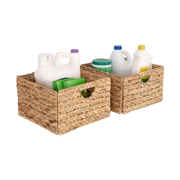 Seville Classics Handwoven Basket (2-Pack), Water Hyacinth