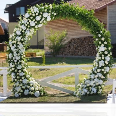 Round Metal Wedding Arch Frame Garden Arbor Flowers Backdrop Stand