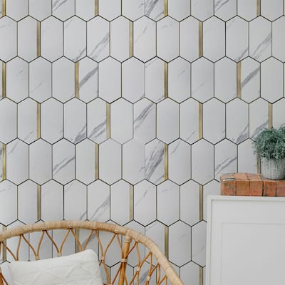 Art3d 10-Sheet Hexagon Tile Peel and Stick Backsplash,12.5X12in