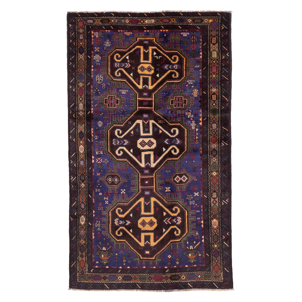 ECARPETGALLERY Hand-knotted Teimani Dark Blue Wool Rug - 3'7 x 6'6