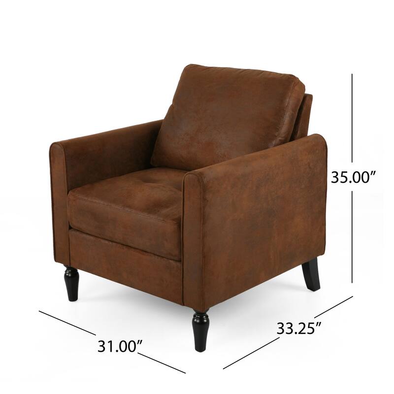 Brown 31" Microfiber Club Chair with Tapered Legs