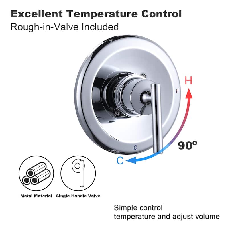 WOWOW Single Handle 7-Spray Dual Shower Head Faucet with Tub Spout