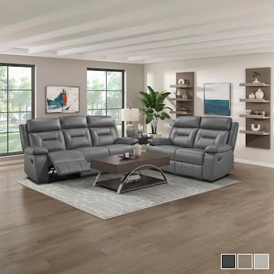 Papyrus 2-Piece Leather Match Manual Reclining Sofa Set