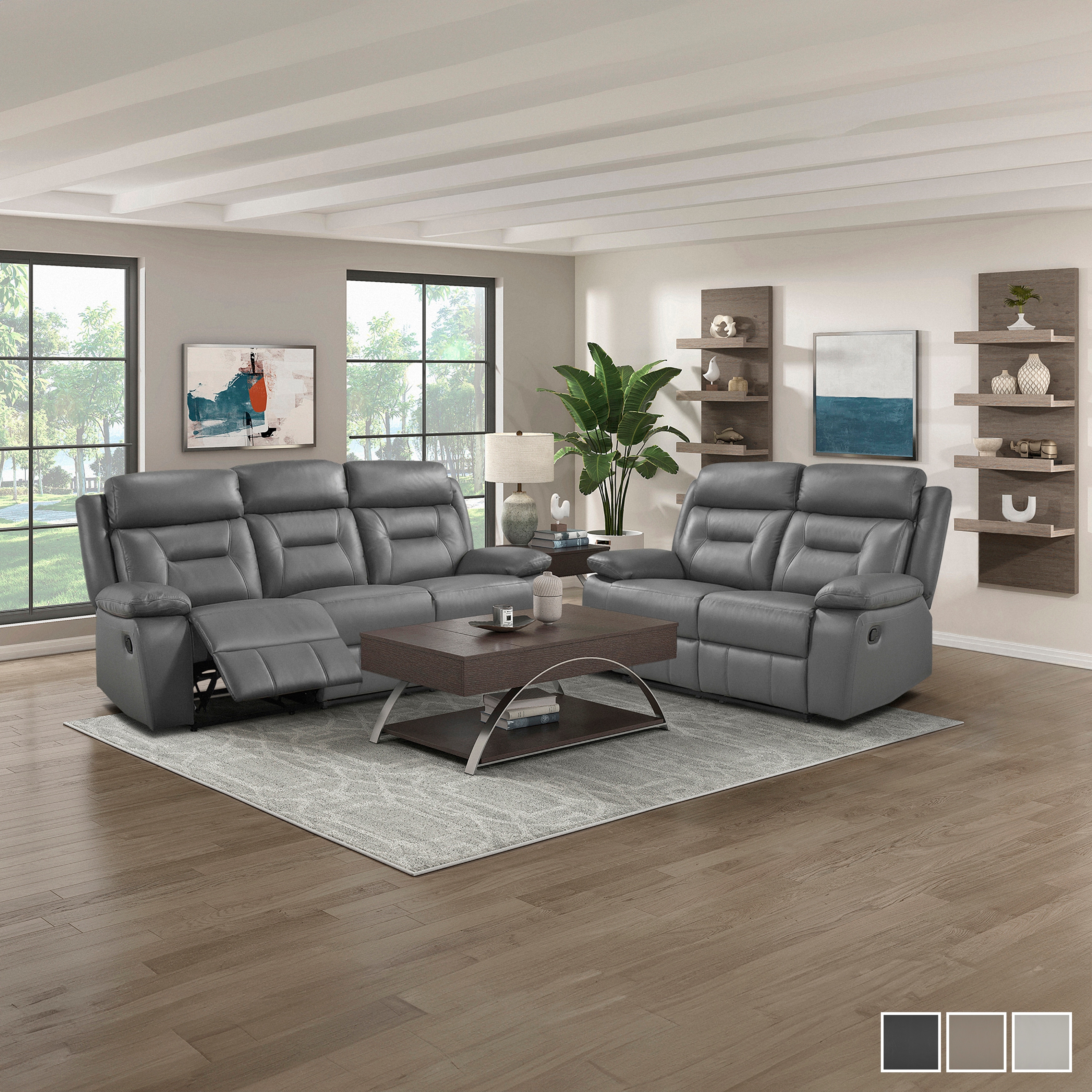 Fremont & Park Papyrus 2-Piece Leather Match Manual Reclining Sofa Set