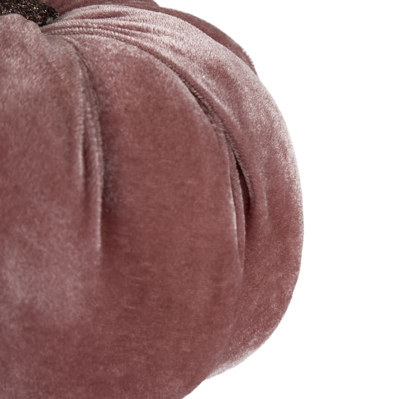 Velour Pumpkin Glittered Fall Harvest Decoration - 6.25" - Light Plum Purple