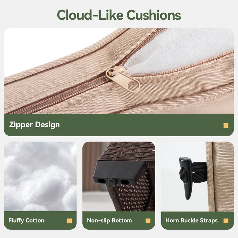 AOXUN Wicker Rattan Outdoor Sectional Sofa Set with Coffee Table and Thickened Cushions