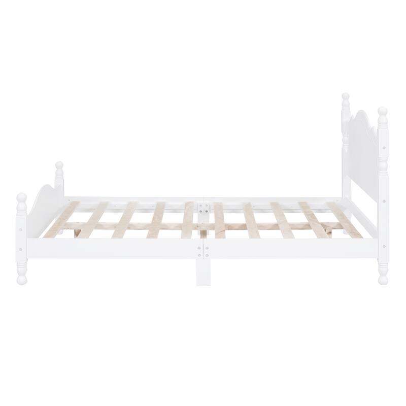 Retro Style Platform Bed Frame with Headboard and Wooden Slat Support