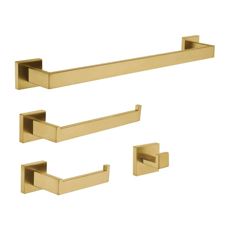 Lasdun 4-Piece Bathroom Hardware Set - Brushed Brass