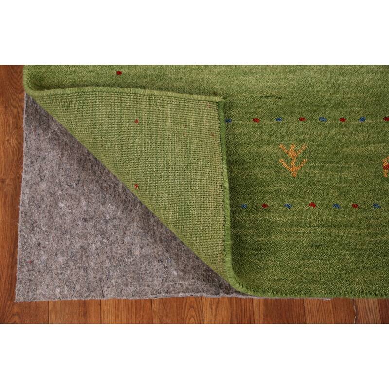 Hand Knotted Oriental 100% Wool Carpet Tribal Animal Pictorial Green Gabbeh Area Rug - 7' 6'' X 5' 3''