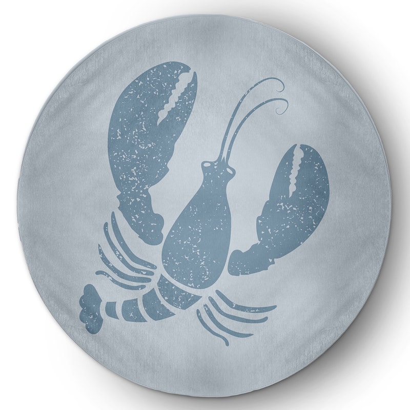 Lobster Nautical Indoor/Outdoor Rug - Dusty Smoke - 5' Round