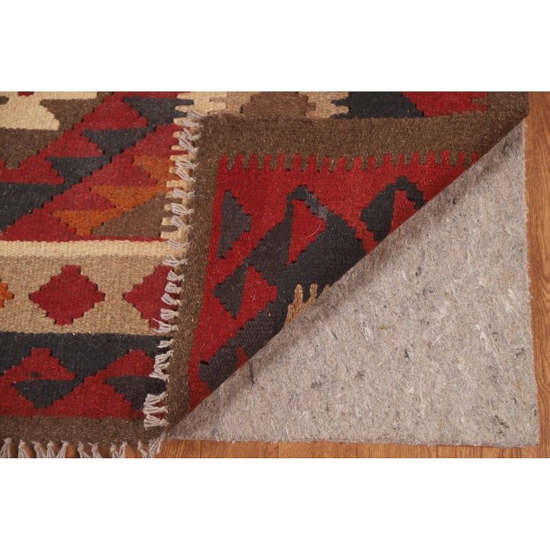 Reversible Tribal Kilim Oriental Rug Hand-woven Bedroom Wool Carpet - 6'3" x 9'10"