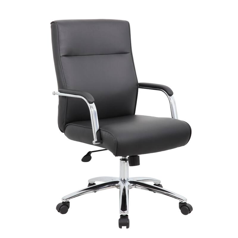 Megh Rolling Executive Conference Chair, Black Vinyl, Spring Tilt
