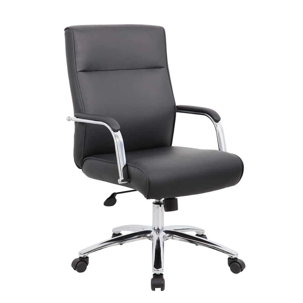 Megh Rolling Executive Conference Chair, Black Vinyl, Spring Tilt