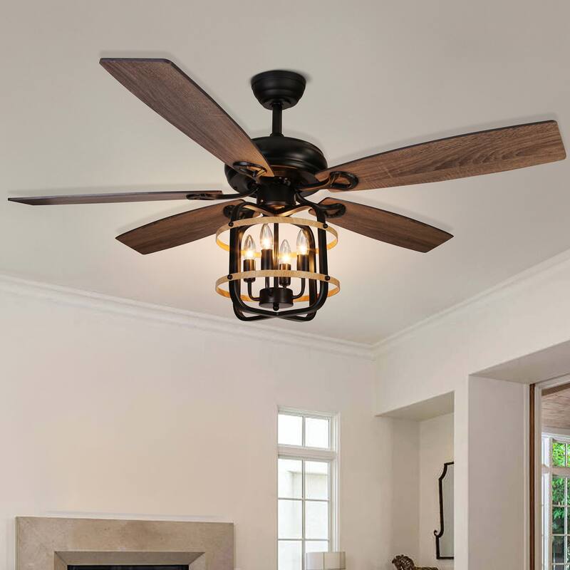 Rustic Ceiling Fan with Light Industrial Ceiling Fan - 52inch