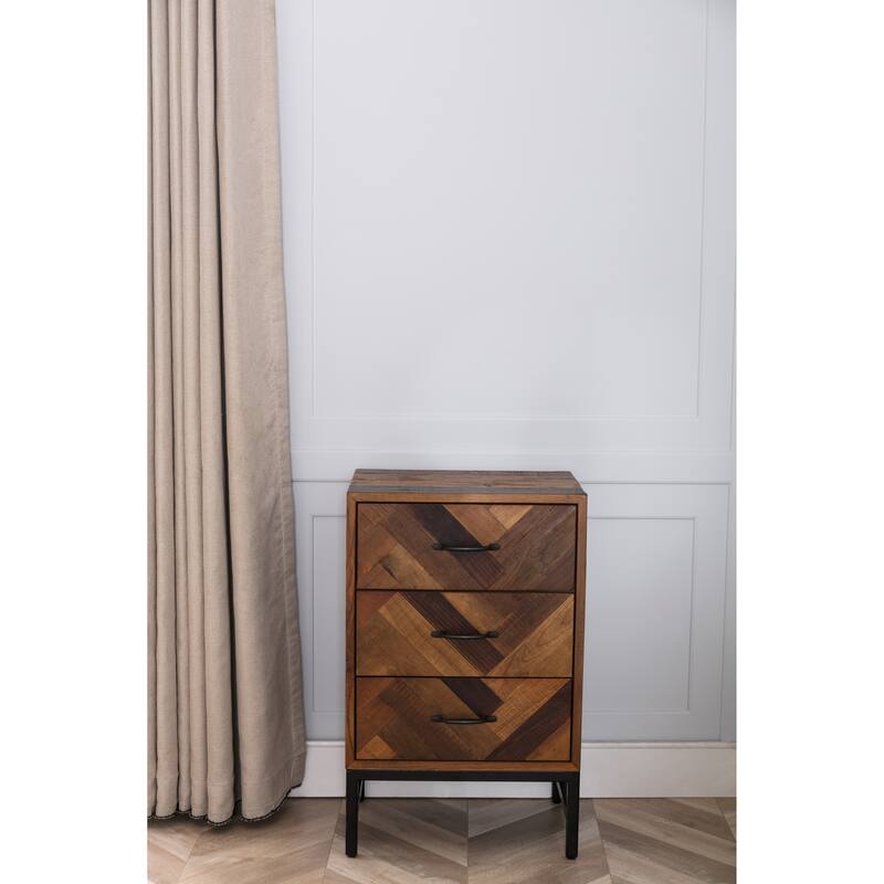 Benton Oak Wood 3 Drawer Nightstand