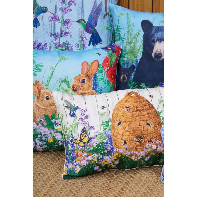 Bunnies in Hydrangesas Pillow