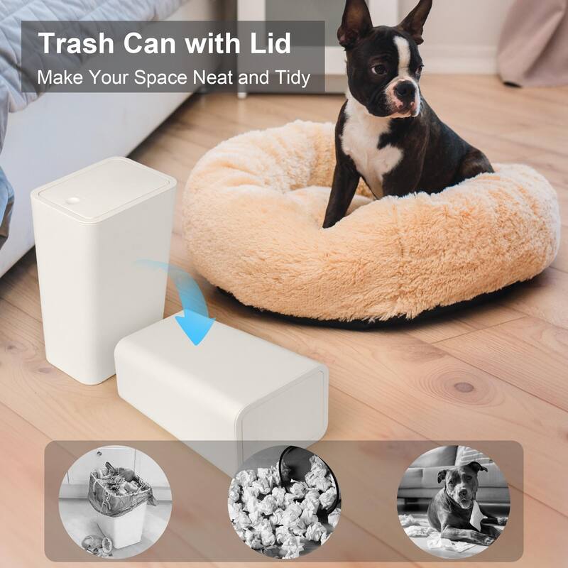 2.6 Gallon Slim Plastic Trash Can with Press Top Lid
