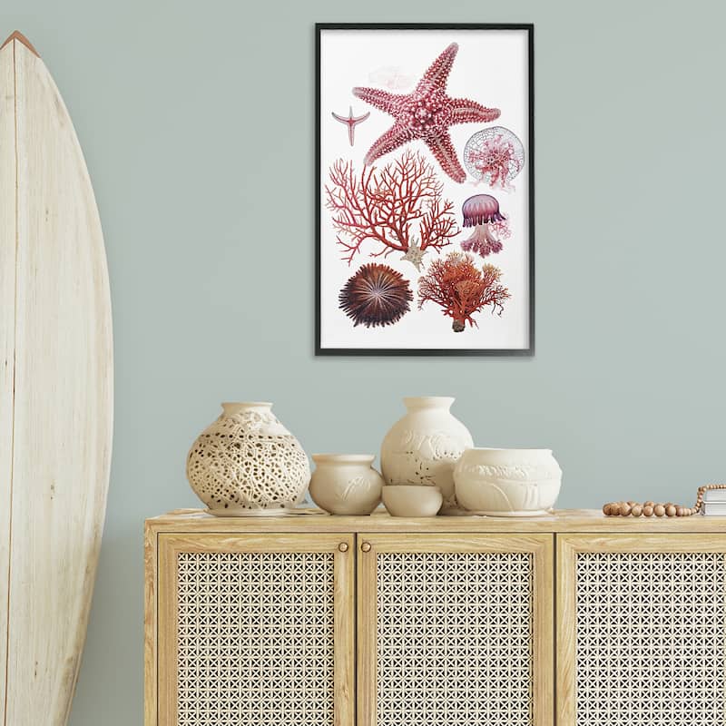 Stupell Rosy Undersea Creatures Framed Giclee Art Design By Ramona Murdock