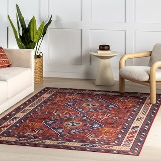 Nuloom Damaris Splashguard Medallion Machine Washable Area Rug