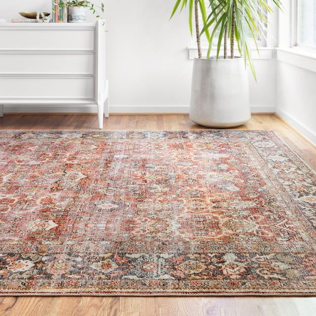 Alexander Home Isabelle Vintage Border Printed Area Rug On Sale