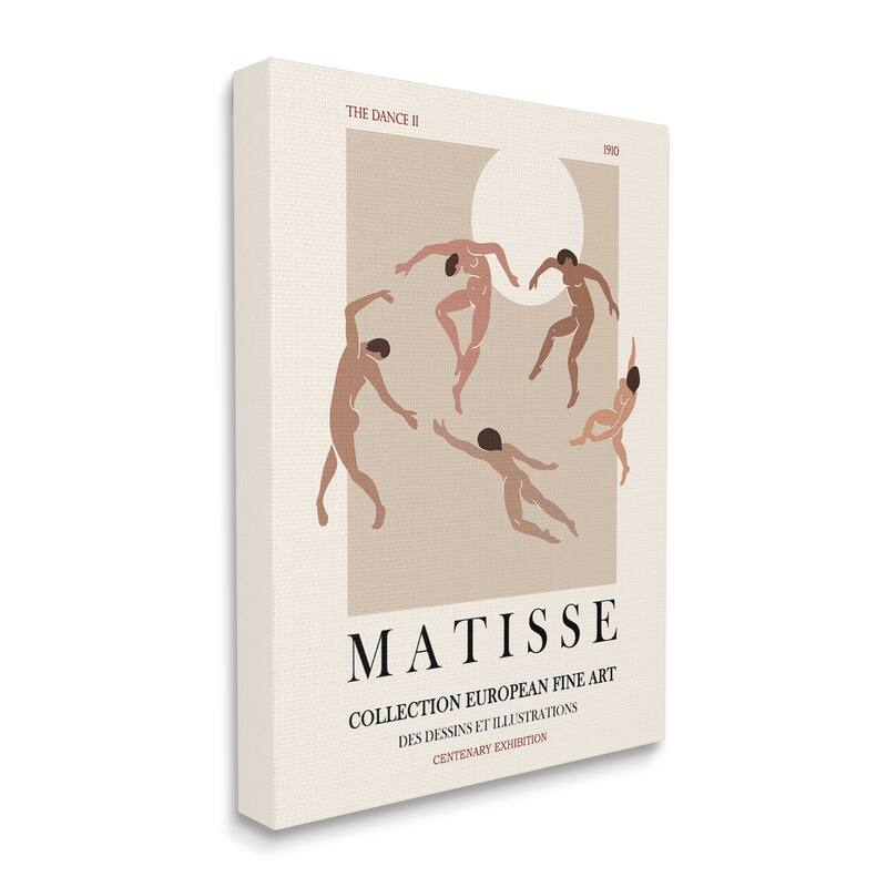 Stupell Matisse Text Dancing People Neutral Tones Flyer Canvas Wall Art - Brown