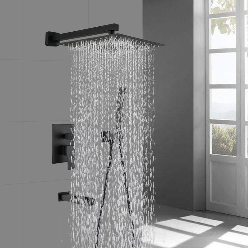 YASINU 3 Function Wall Mounted Handheld Shower Tub Faucet Trim Kit With Rough-in Valve