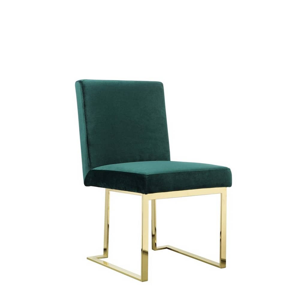 Gold/Green Velvet Upholstered Metal Frame Dining Chair, Set of 2, Sturdy Dining Chair for Dining Rooms - 17.5