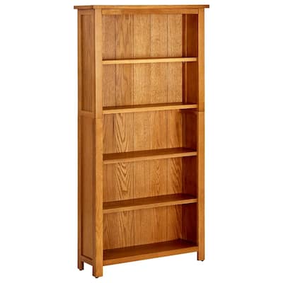 vidaXL 5-Tier Bookcase 27.5"x8.6"x55.1" Solid Oak Wood