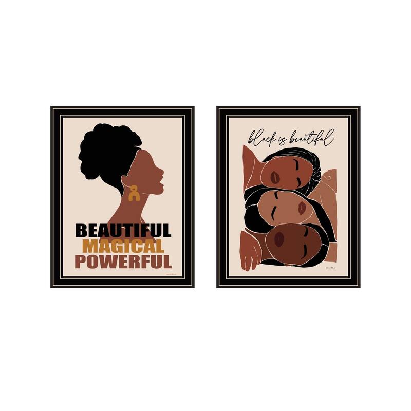 Trendy Decor 4U "Black is Beautiful" Printed Framed Wall Art by Lettered & Lined - Multi - 14 x 18