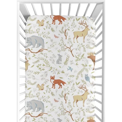 Sweet Jojo Designs Woodland Toile Collection Fitted Crib Sheet