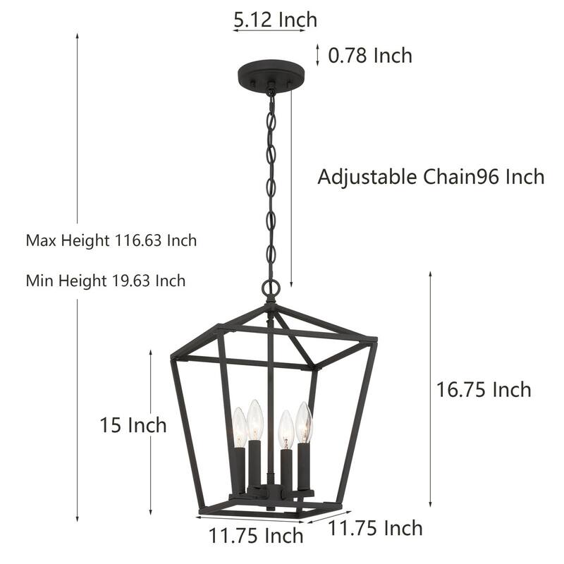Acroma 4 Light 12In Lantern Square Pendant-UL