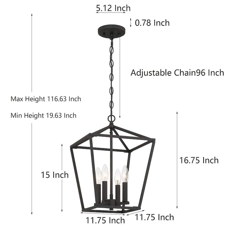 Acroma 4-light Modern Farmhouse Lantern Kitchen Island Pendant