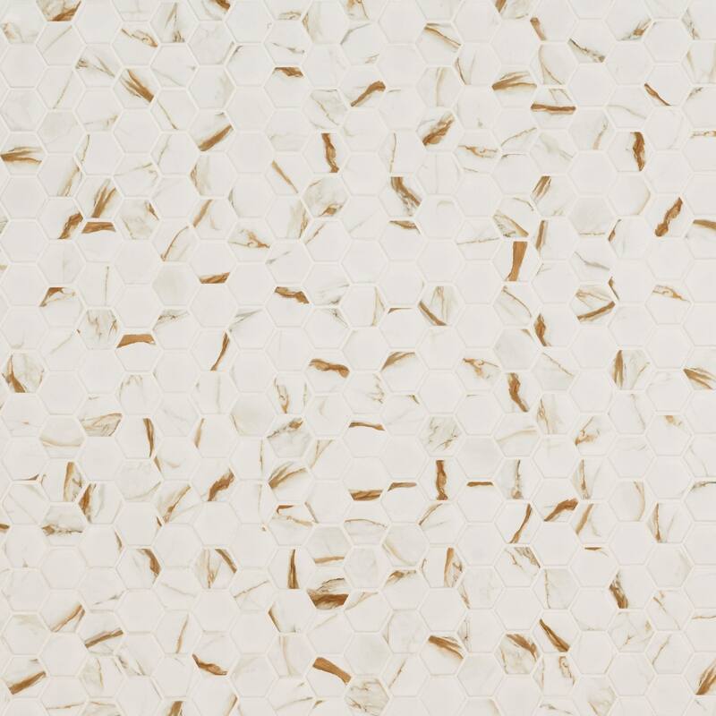 Ackland AKM-P-2X2HXM-CA 11" x 13" Porcelain Geometric Floor and Wall - Calacatta Gold