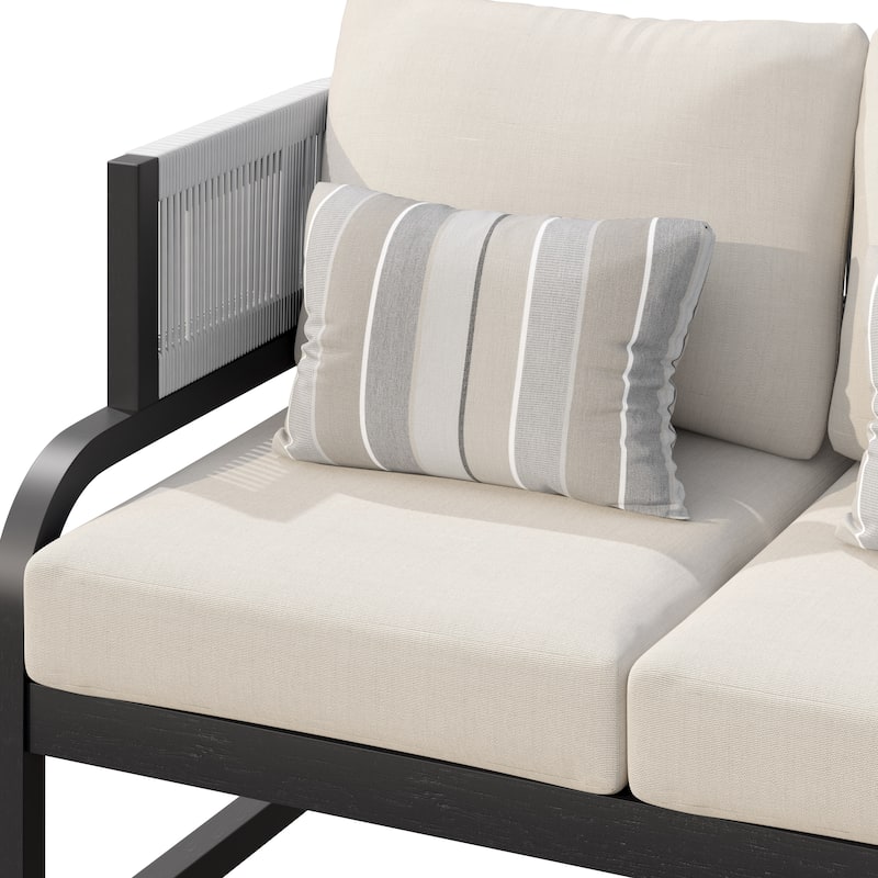 Corvus Rocio 3-piece Outdoor Acacia Conversation Set with Sunbrella Cushions and Pillows